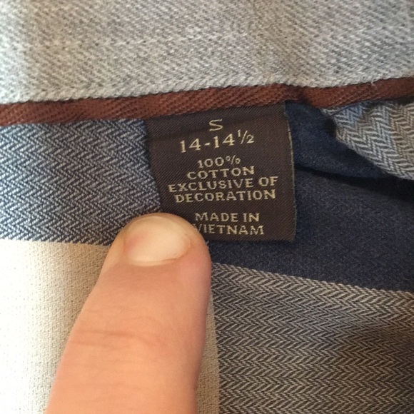 Tasso Elba checkered plaid button down dress shirt mens size small 14-14 1/2 - Picture 4 of 4